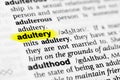 Highlighted English word `adultery` and its definition in the dictionary