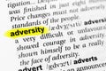 Highlighted English word `adversity` and its definition in the dictionary