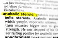 Highlighted English word `anabolic steroid` and its definition in the dictionary