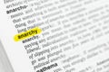 Highlighted English word `anarchy` and its definition at the dictionary Royalty Free Stock Photo