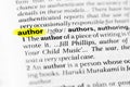 Highlighted English word `author` and its definition in the dictionary