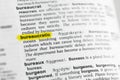 Highlighted English word `bureaucratic` and its definition at the dictionary Royalty Free Stock Photo