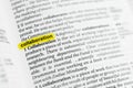 Highlighted English word collaboration and its definition at the dictionary. Royalty Free Stock Photo