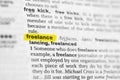 Highlighted English word freelance and its definition at the dictionary