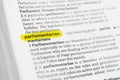 Highlighted English word parliamentarian and its definition at the dictionary Royalty Free Stock Photo