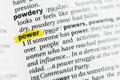 Highlighted English word power and its definition at the dictionary. Royalty Free Stock Photo