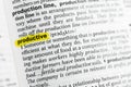 Highlighted English word productive and its definition at the dictionary.