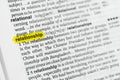 Highlighted English word relationship and its definition at the dictionary Royalty Free Stock Photo