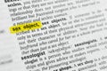 Highlighted English word sex object and its definition at the dictionary