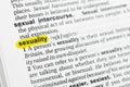 Highlighted English word sexuality and its definition at the dictionary Royalty Free Stock Photo