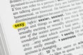 Highlighted English word and its definition at the dictionary Royalty Free Stock Photo