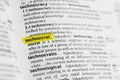 Highlighted English word technocrat and its definition at the dictionary Royalty Free Stock Photo