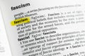 Highlighted English word & x22;fascism& x22; and its definition at the dictionary