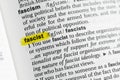 Highlighted English word & x22;fascist& x22; and its definition at the dictionary