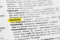 Highlighted English word & x22;insomnia& x22; and its definition at the dictionary Royalty Free Stock Photo