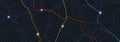 Highlighted routes with multiple alternatives on city map for projects related to guides, routes, and route planning