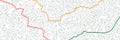 Highlighted routes with multiple alternatives on city map for projects related to guides, routes, and route planning
