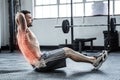Highlighted spine of exercising man at gym Royalty Free Stock Photo