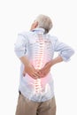 Highlighted spine of man with back pain Royalty Free Stock Photo