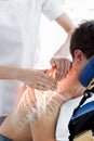 Highlighted spine of man at physiotherapy Royalty Free Stock Photo