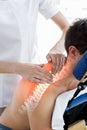 Highlighted spine of man at physiotherapy Royalty Free Stock Photo