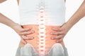 Highlighted spine of woman with back pain Royalty Free Stock Photo