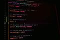 Highlighted TypeScript code showing advanced API response interface with optional fields, generic types, pagination data, and Royalty Free Stock Photo