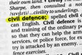 Highlighted word civil defence concept and meaning