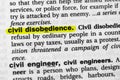 Highlighted word civil disobedience concept and meaning Royalty Free Stock Photo