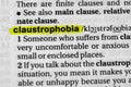 Highlighted word claustrophobia concept and meaning