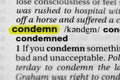 Highlighted word condemn concept and meaning