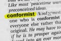 Highlighted word conformist concept and meaning Royalty Free Stock Photo