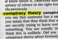 Highlighted word conspiracy theory concept and meaning