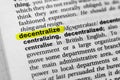 Highlighted word decentralize concept and meaning Royalty Free Stock Photo