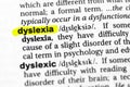 Highlighted word dyslexia concept and meaning