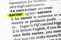 Highlighted word earner concept and meaning