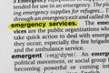 Highlighted word emergency services concept and meaning