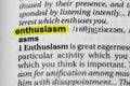 Highlighted word enthusiasm concept and meaning Royalty Free Stock Photo
