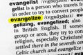 Highlighted word evangelize concept and meaning Royalty Free Stock Photo