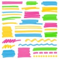 Highlighter Color Stripes, Strokes and Marking Design Elements Royalty Free Stock Photo