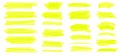 Highlighter line. Yellow marker strokes, lines, frames. Hand drawn highlighters pens scribble, text highlight or Royalty Free Stock Photo