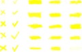 Highlighter line yellow marker strokes lines vector. Yellow watercolor hand drawn highlight set. Royalty Free Stock Photo