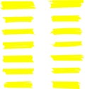 Highlighter line yellow marker strokes lines vector. Yellow watercolor hand drawn highlight set. highlight strokes. Royalty Free Stock Photo