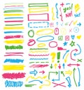 Highlighter markers vector highlighting with hand drawing elements or numbers to select and highlight text illustration Royalty Free Stock Photo
