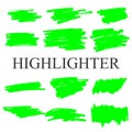 Highlighter strokes isolated on white background vector set.