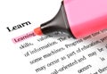Highlighter and word Learning Royalty Free Stock Photo