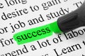 Highlighter and word success Royalty Free Stock Photo