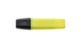 Highlighter yellow marker isolated on white. Overhead view of fluorescent pen