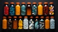 Row of pill bottles Royalty Free Stock Photo
