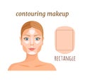 Highlighting and shading of rectangle female face. Vector